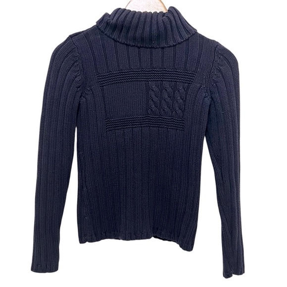 TOMMY HILFIGER Y2K 2002 Chunky Cable Knit Turtleneck Sweater Made in Japan S - Picture 2 of 9